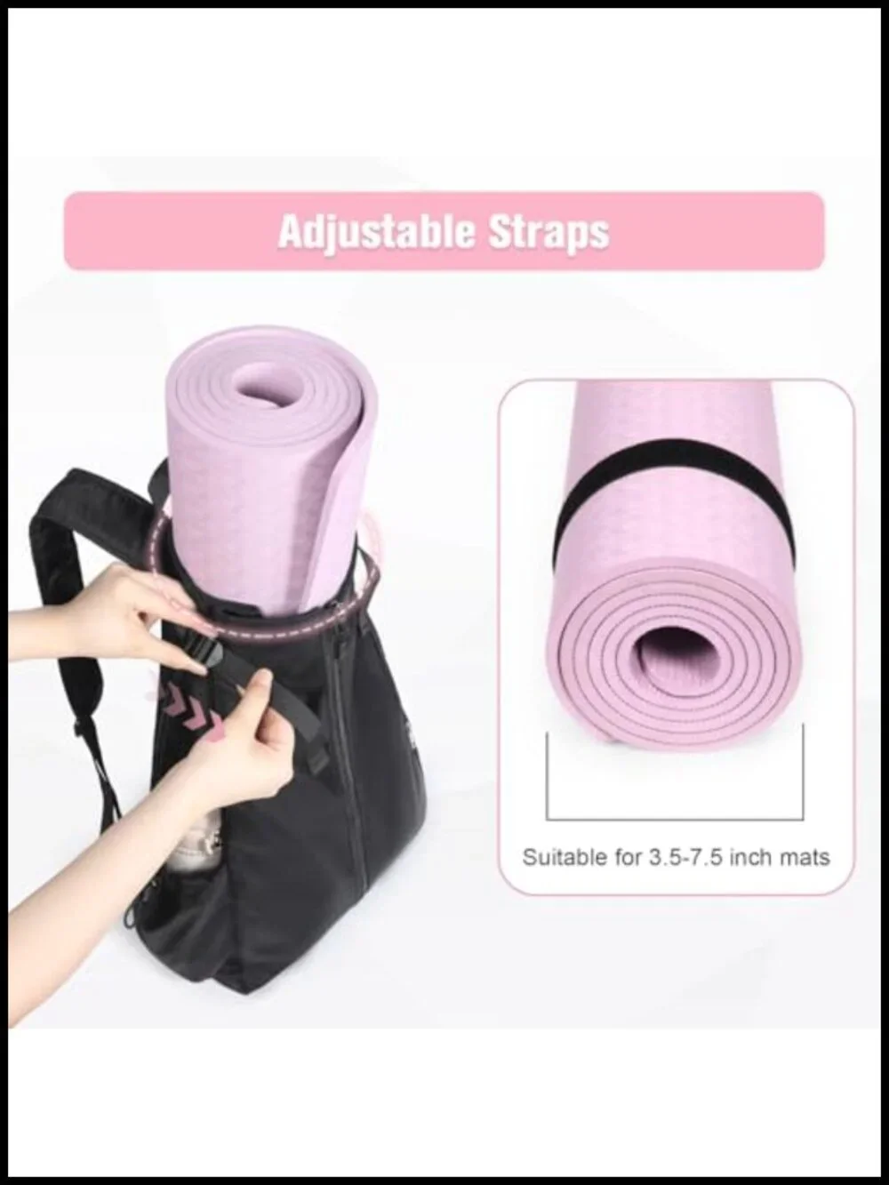 WOMACO Yoga Mat Bag with Backpack Straps and Side Pockets Nylon